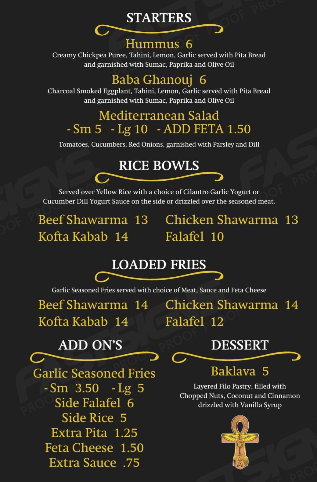 Hester’s Kitchen Menu