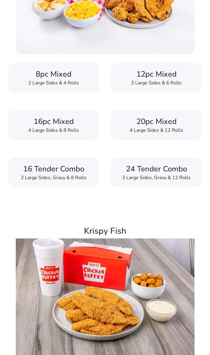 Hartz Chicken Buffet Menu