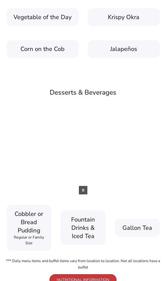 Hartz Chicken Buffet Menu