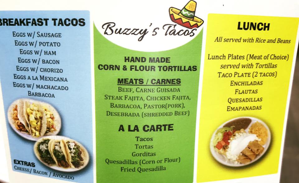 Buzzy's Tacos Menu
