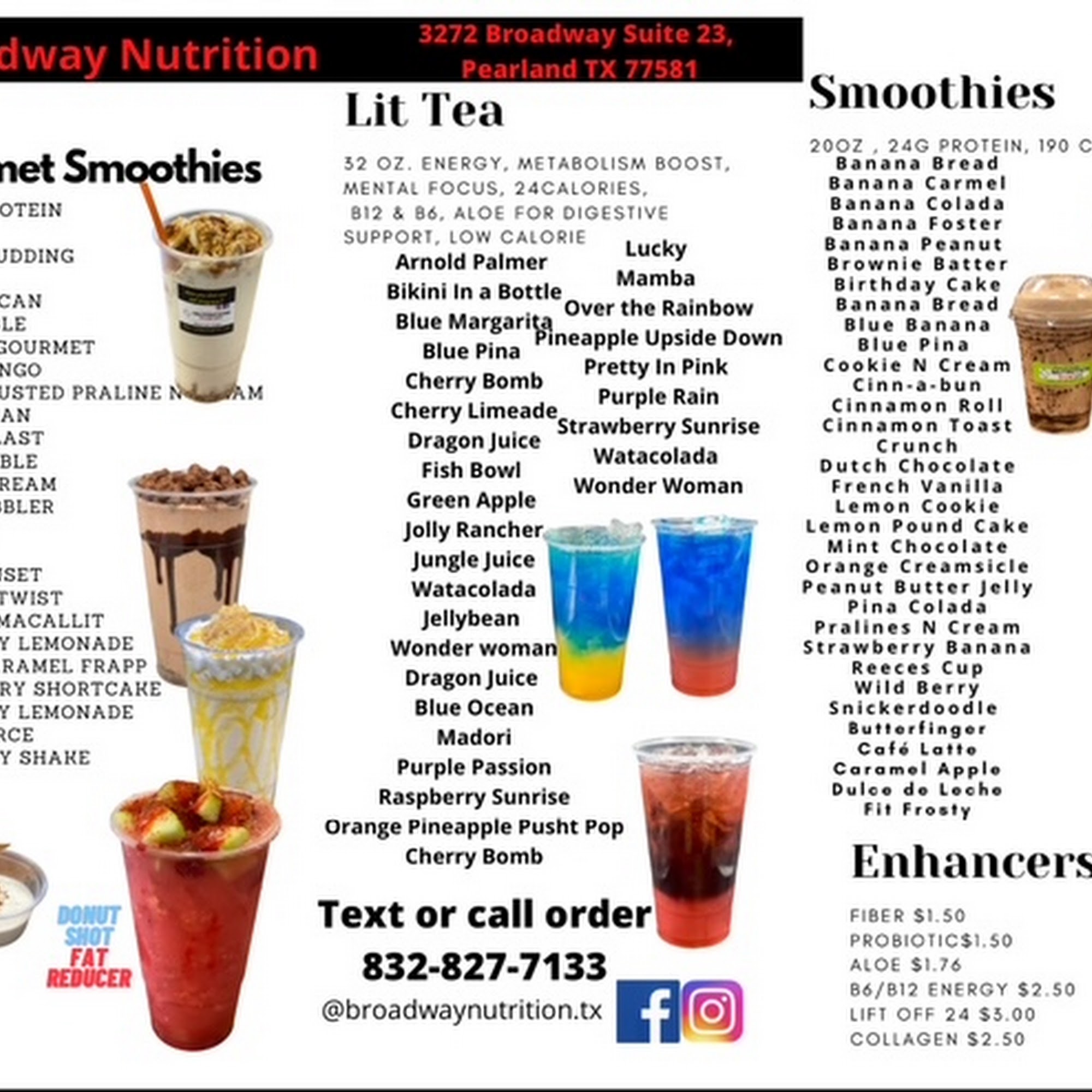 Broadway Nutrition Menu