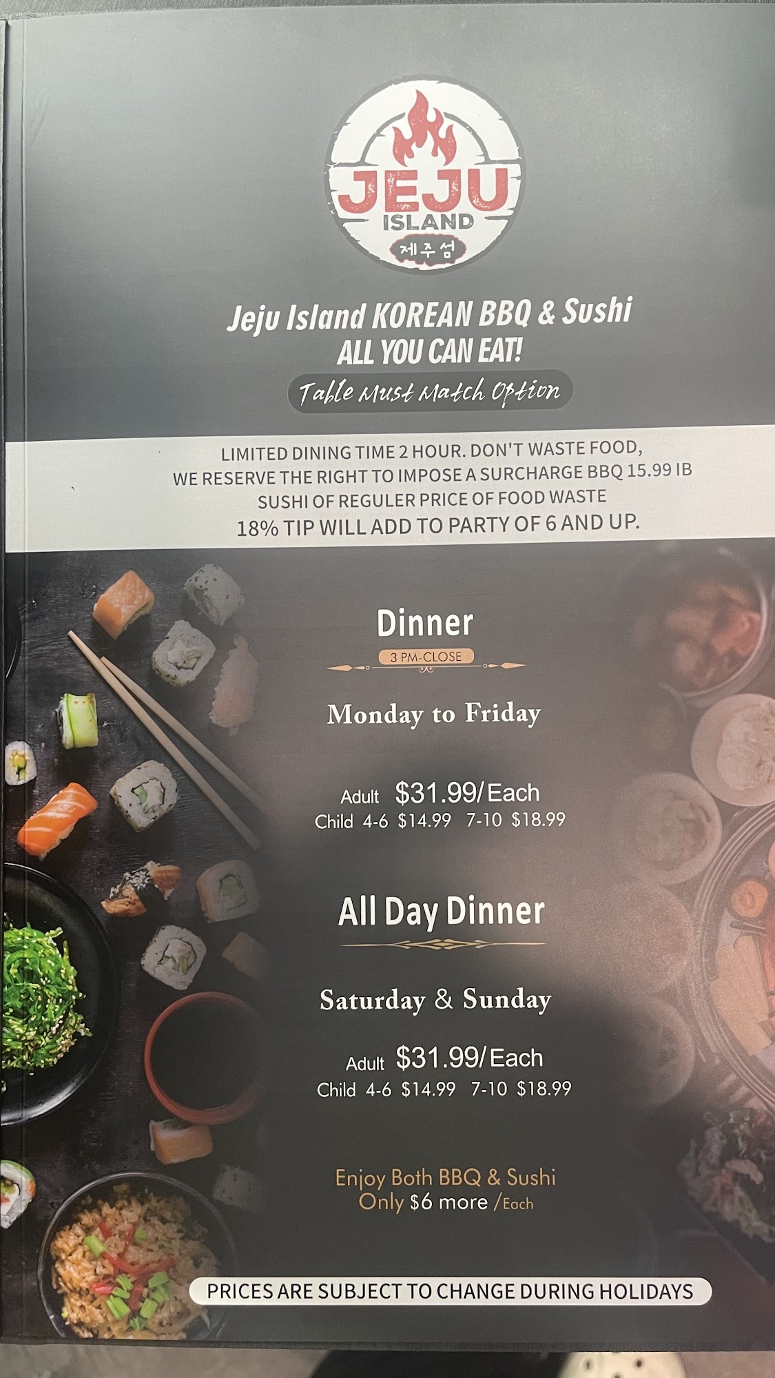 Jeju Island Menu