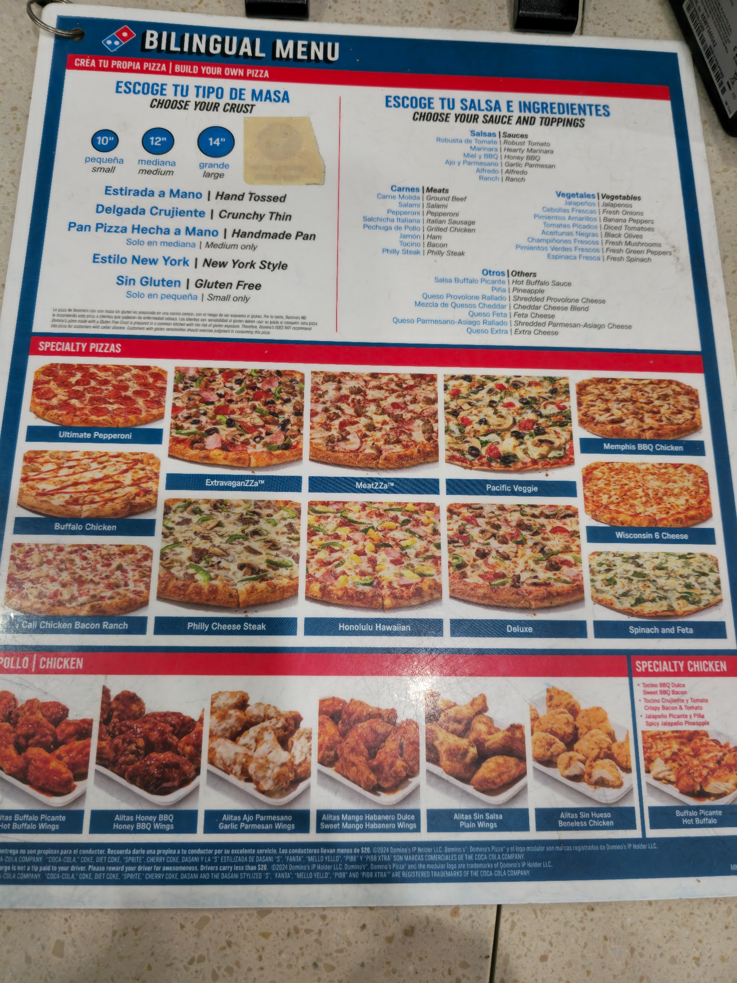 Domino's Pizza Menu