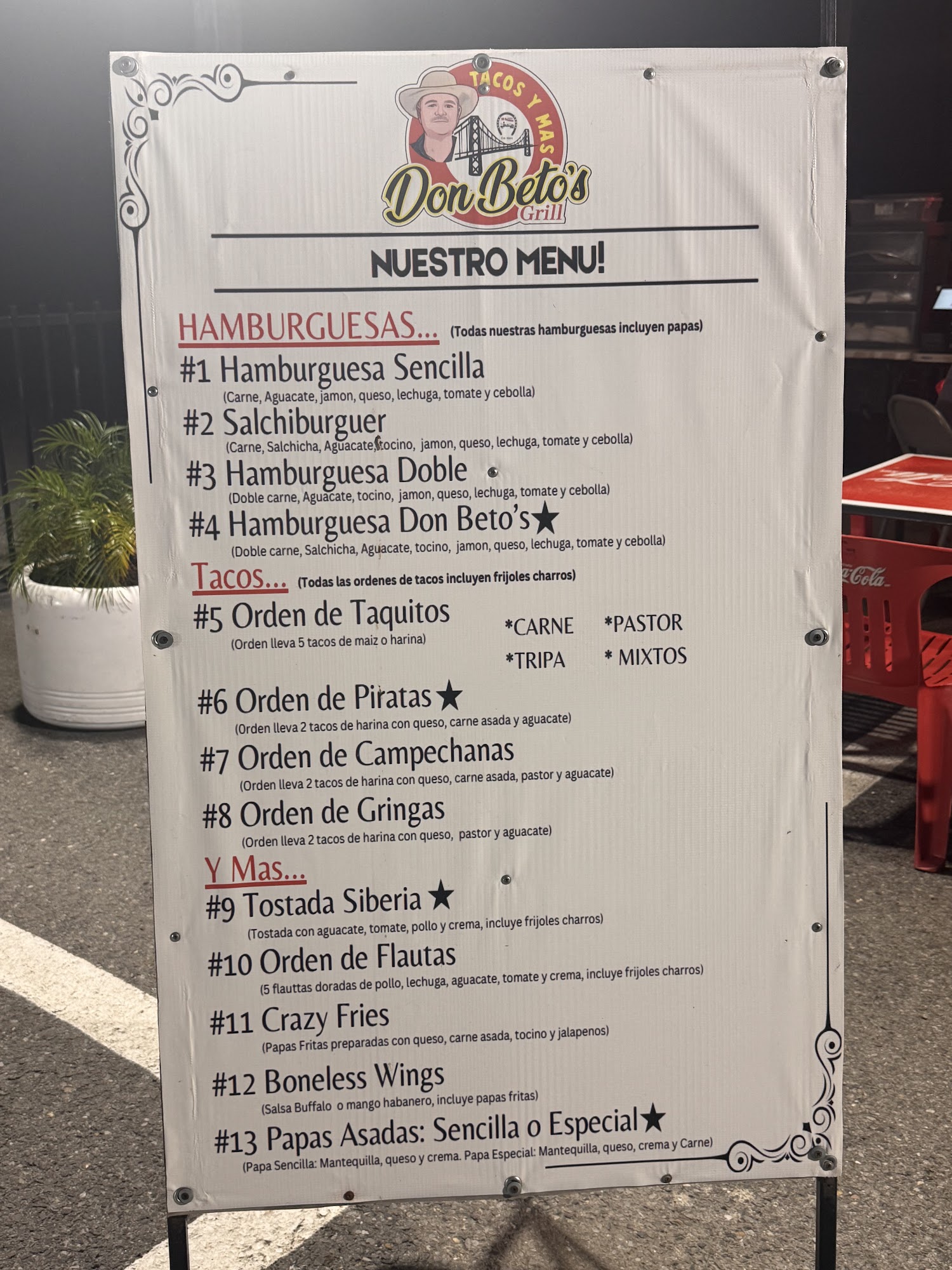 Don Beto's Grill Menu