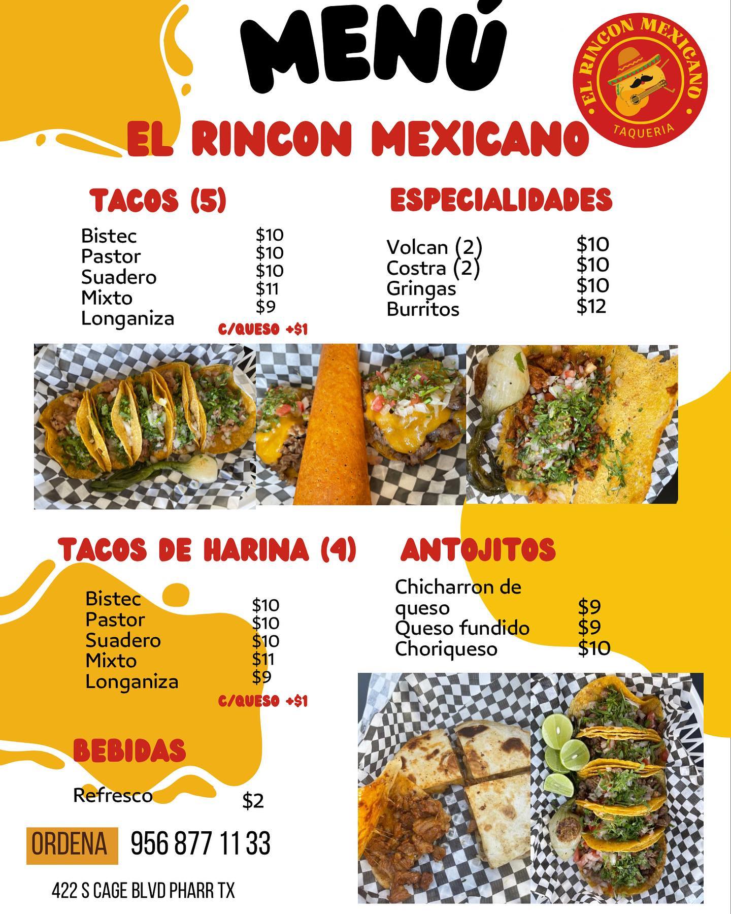 El Rincón Mexicano Menu