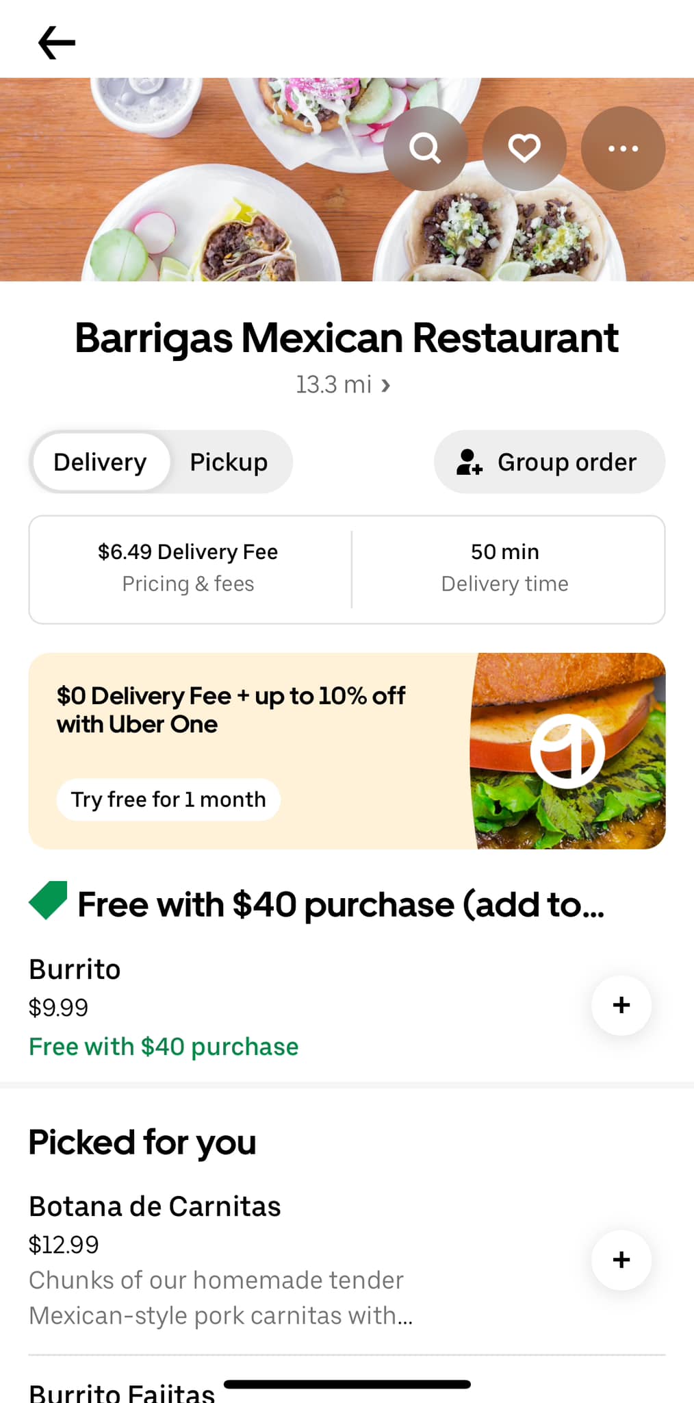 Barrigas Mexican Restaurant Menu