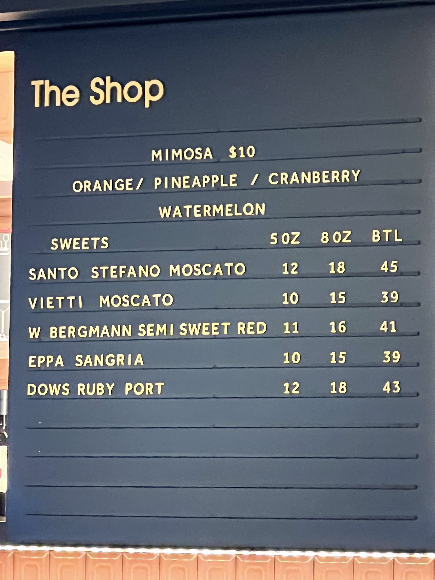 Vinotopia Menu