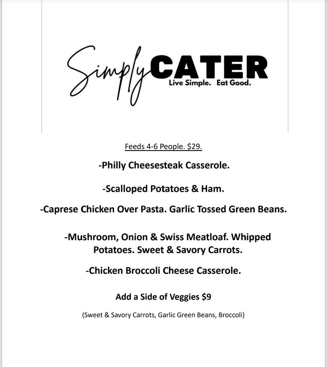 Simply Cater Menu