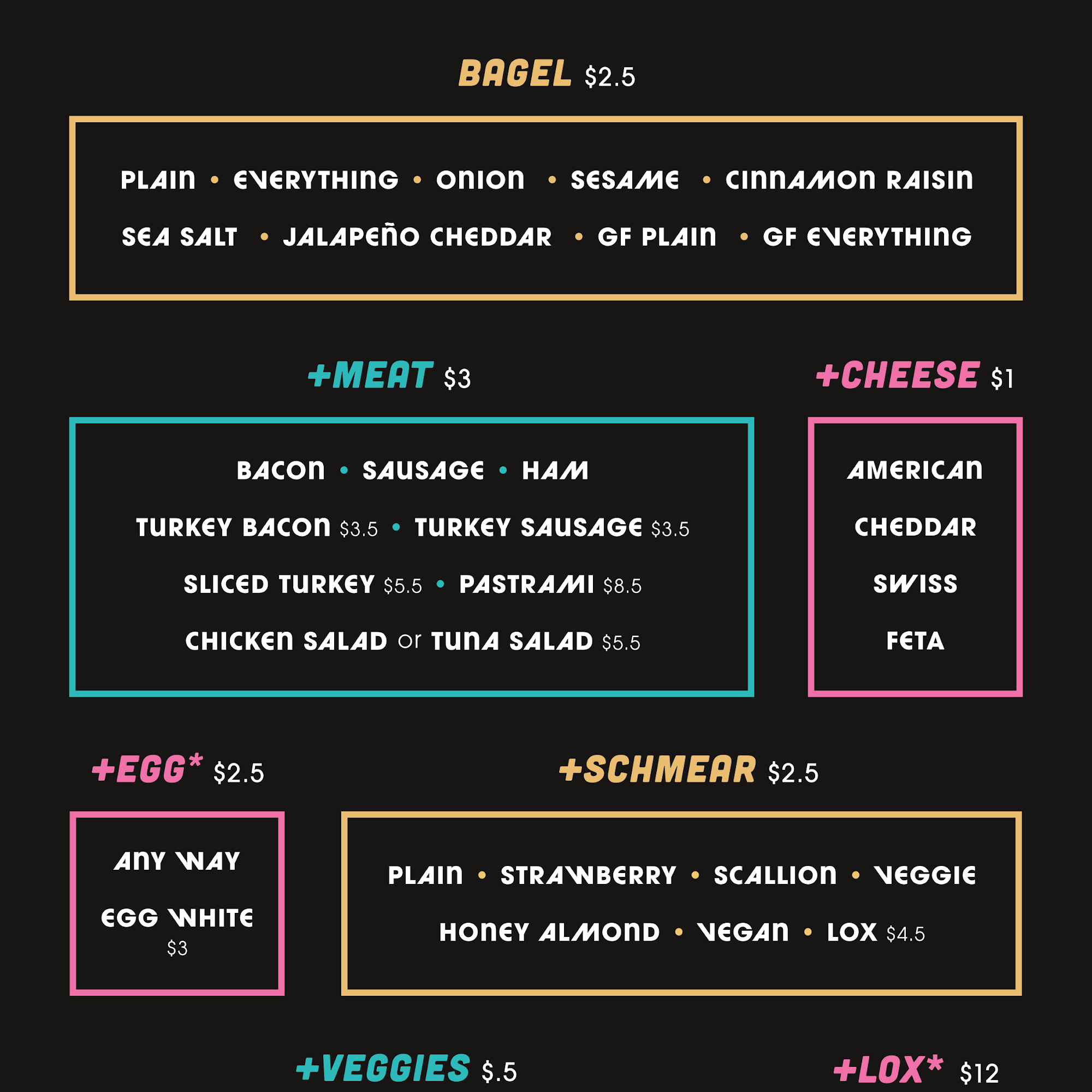 Saved by the Bagel Menu