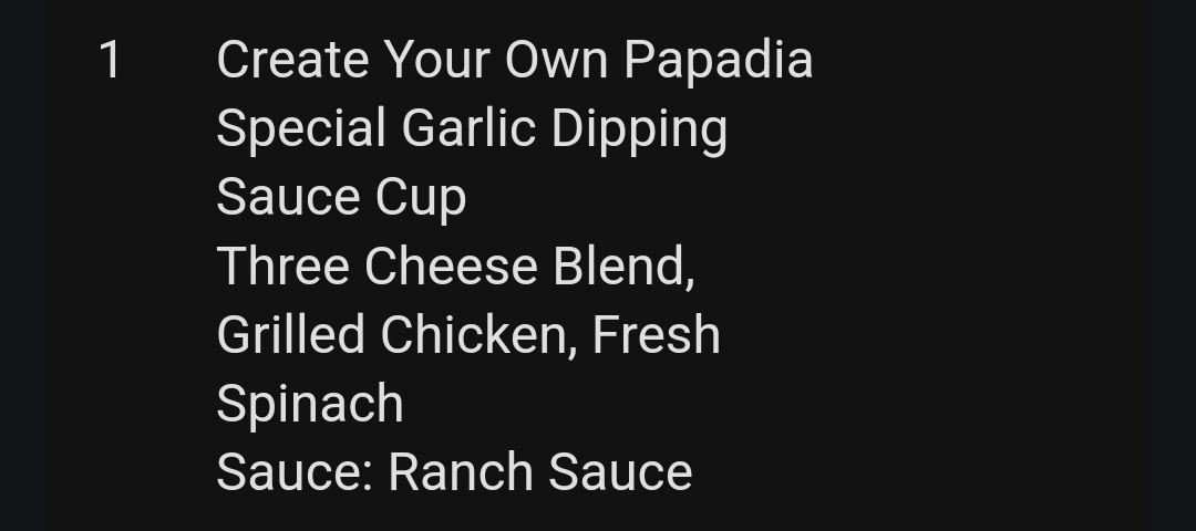 Papa Johns Pizza Menu