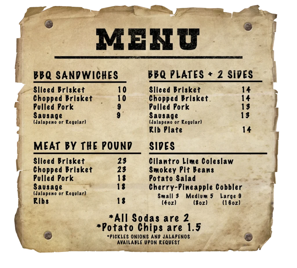 Highport BBQ Menu