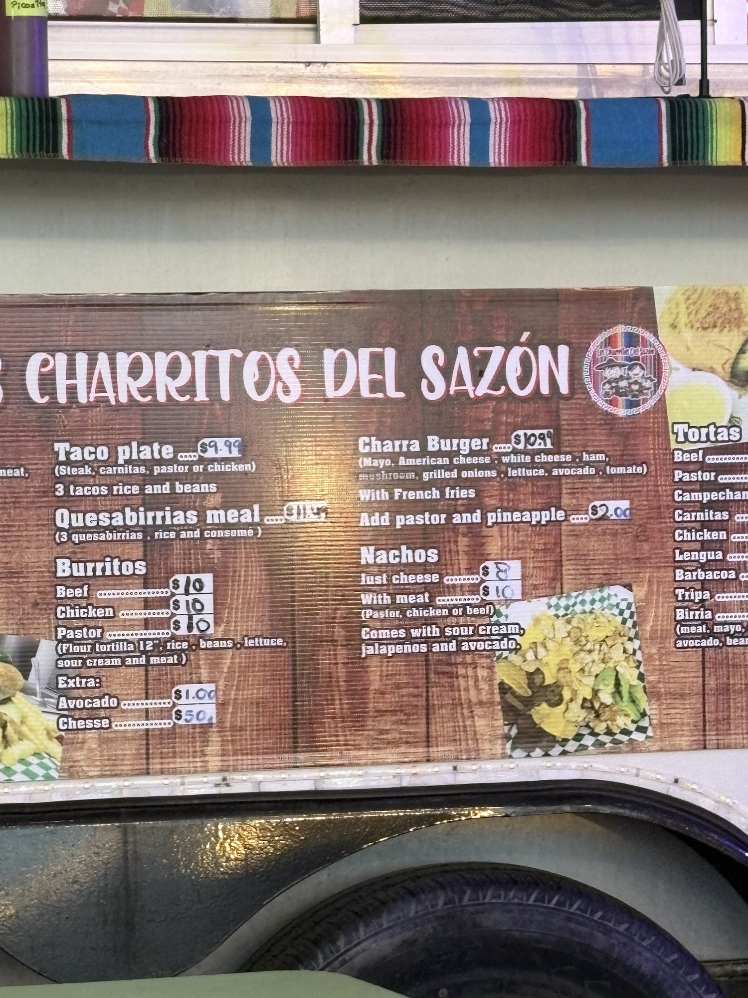 Los charritos del sazón mexican food Menu