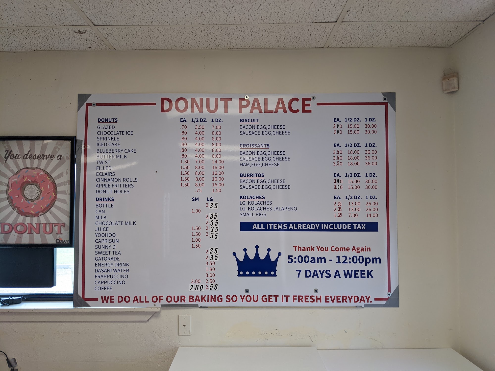 Donut Palace Menu