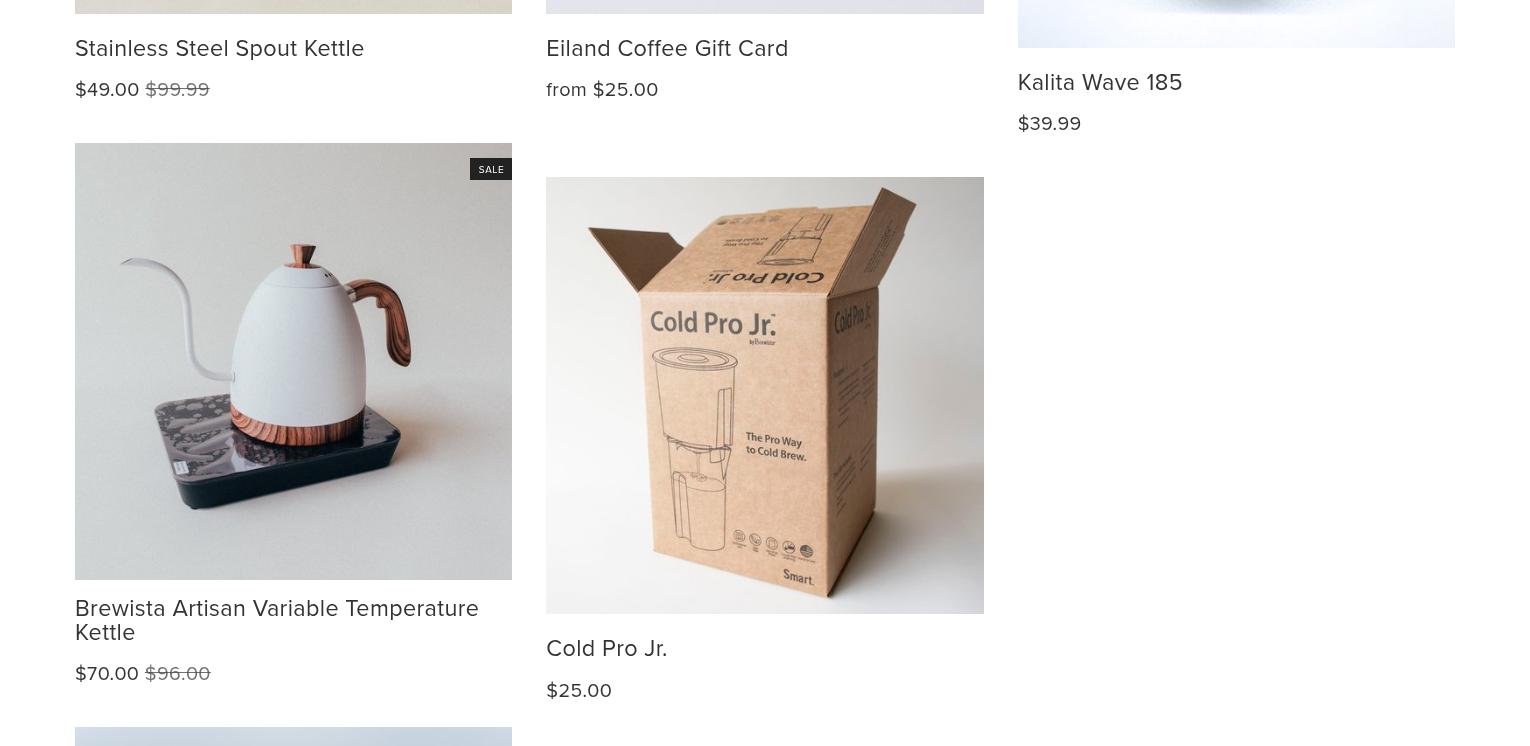 Eiland Coffee Roasters Menu