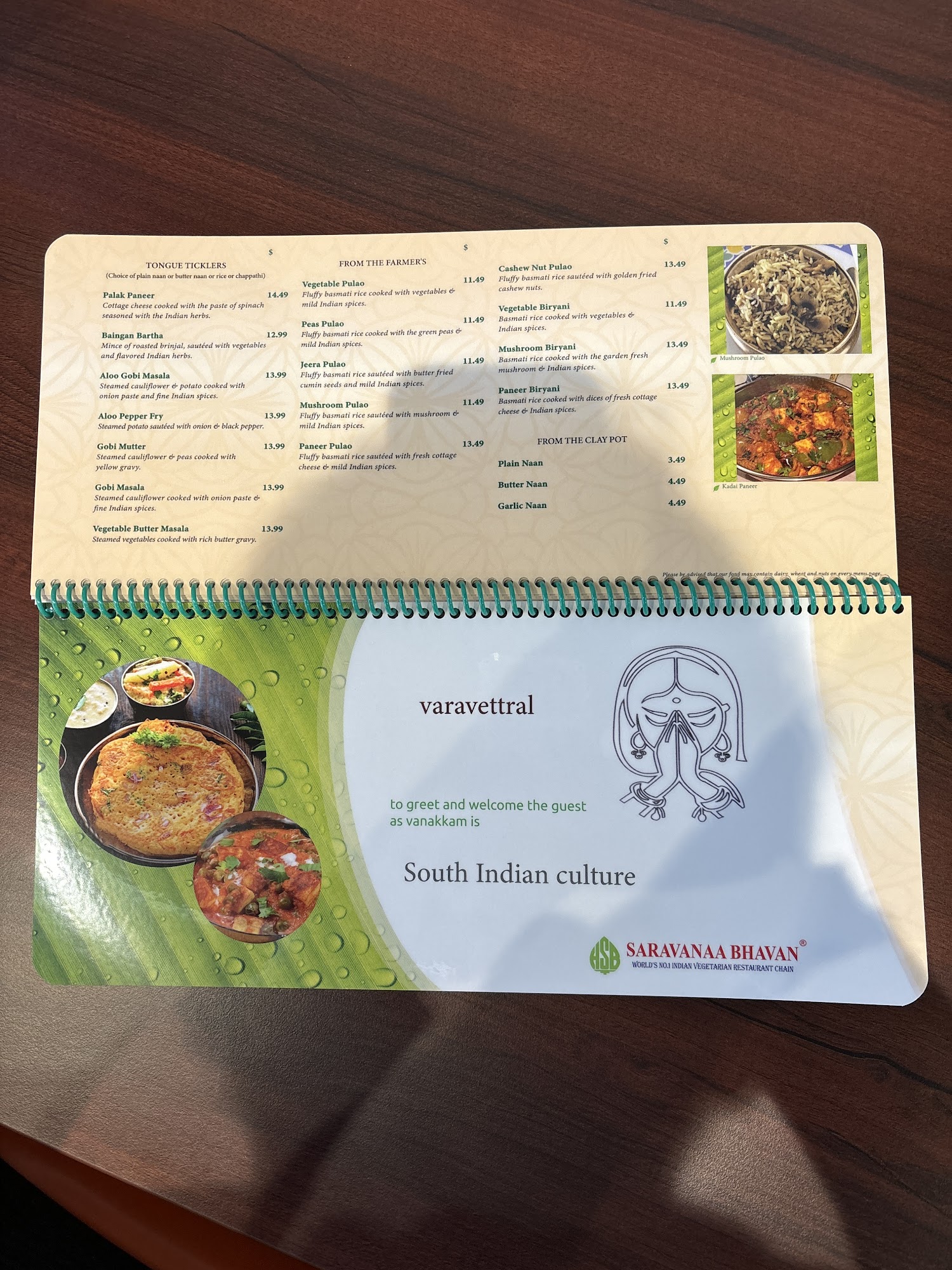 Saravanaa Bhavan Menu
