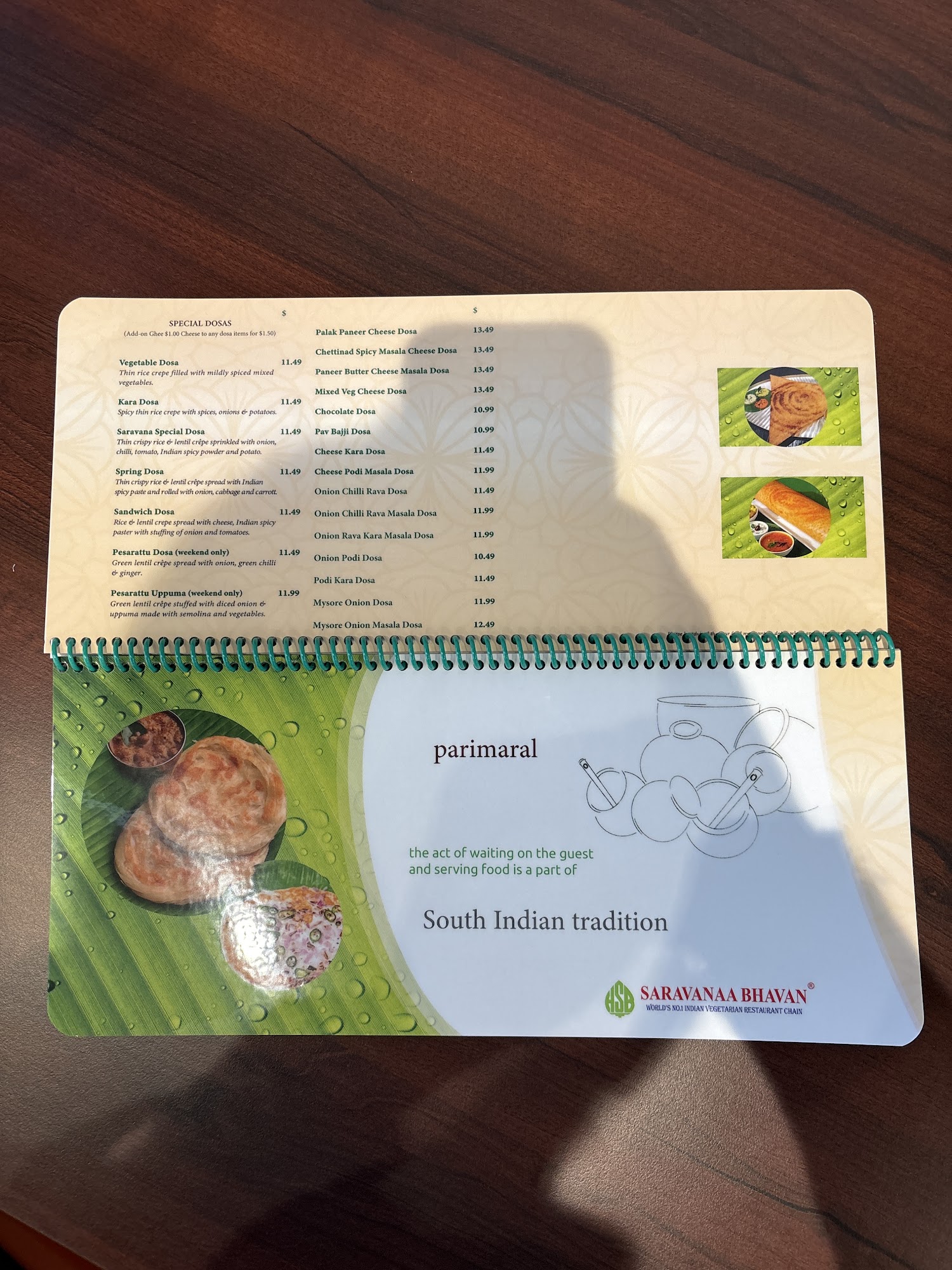 Saravanaa Bhavan Menu