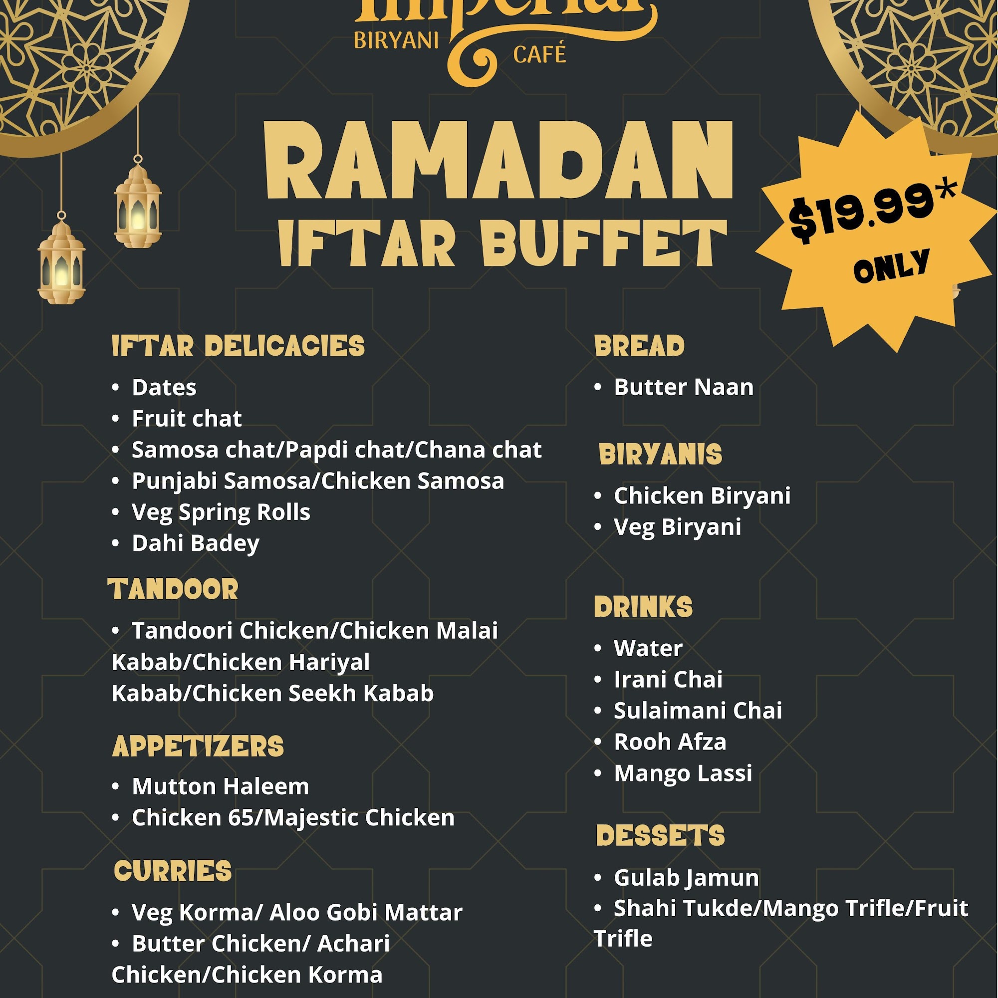 Imperial Biryani & Cafe Menu