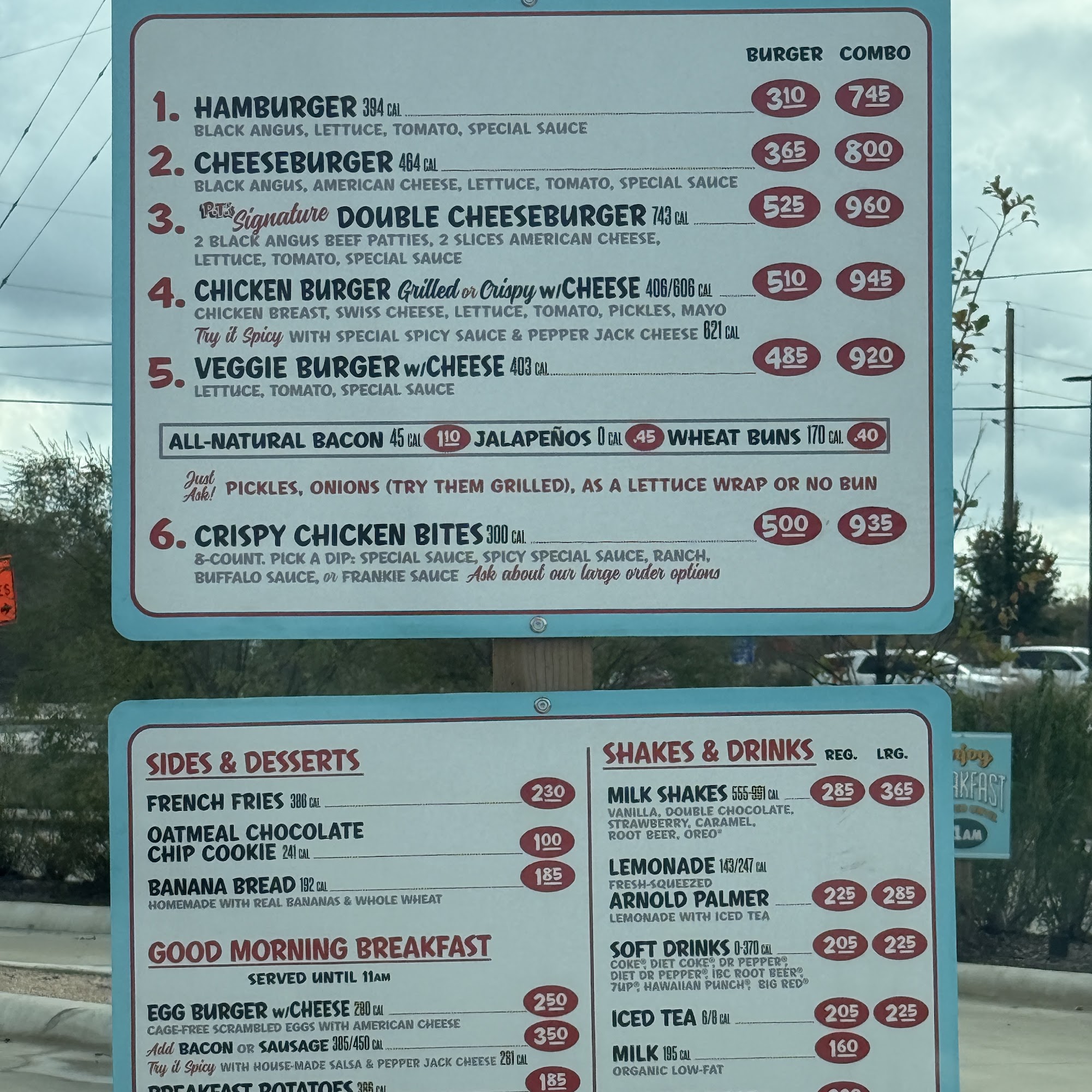 P. Terry's Burger Stand Menu
