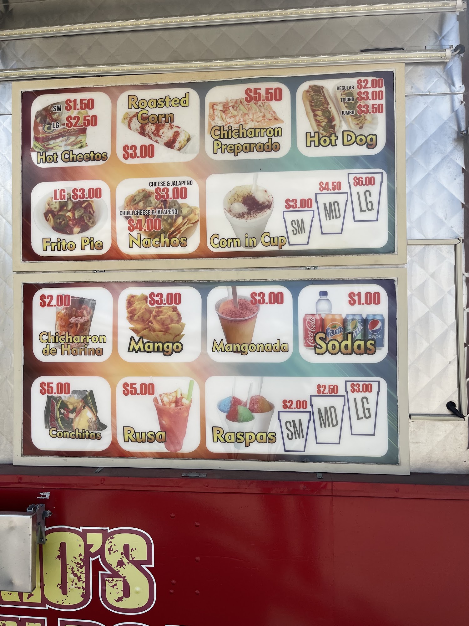 Mario’s Corn Roasters Menu