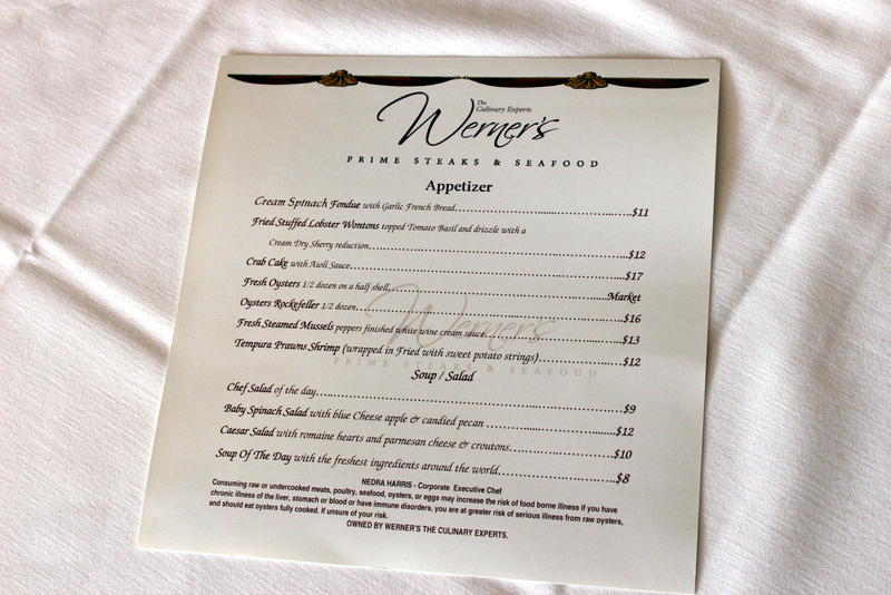 Werner's Catering Menu