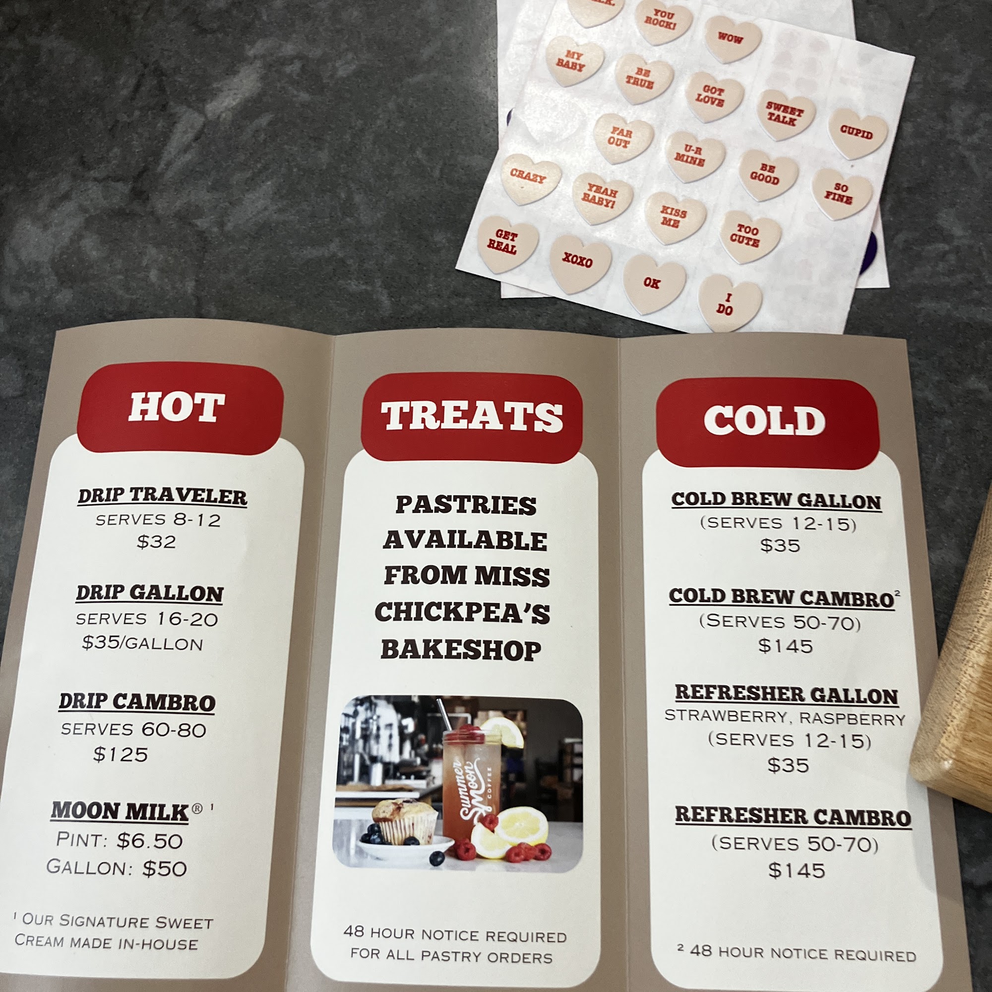 Summer Moon Coffee Menu