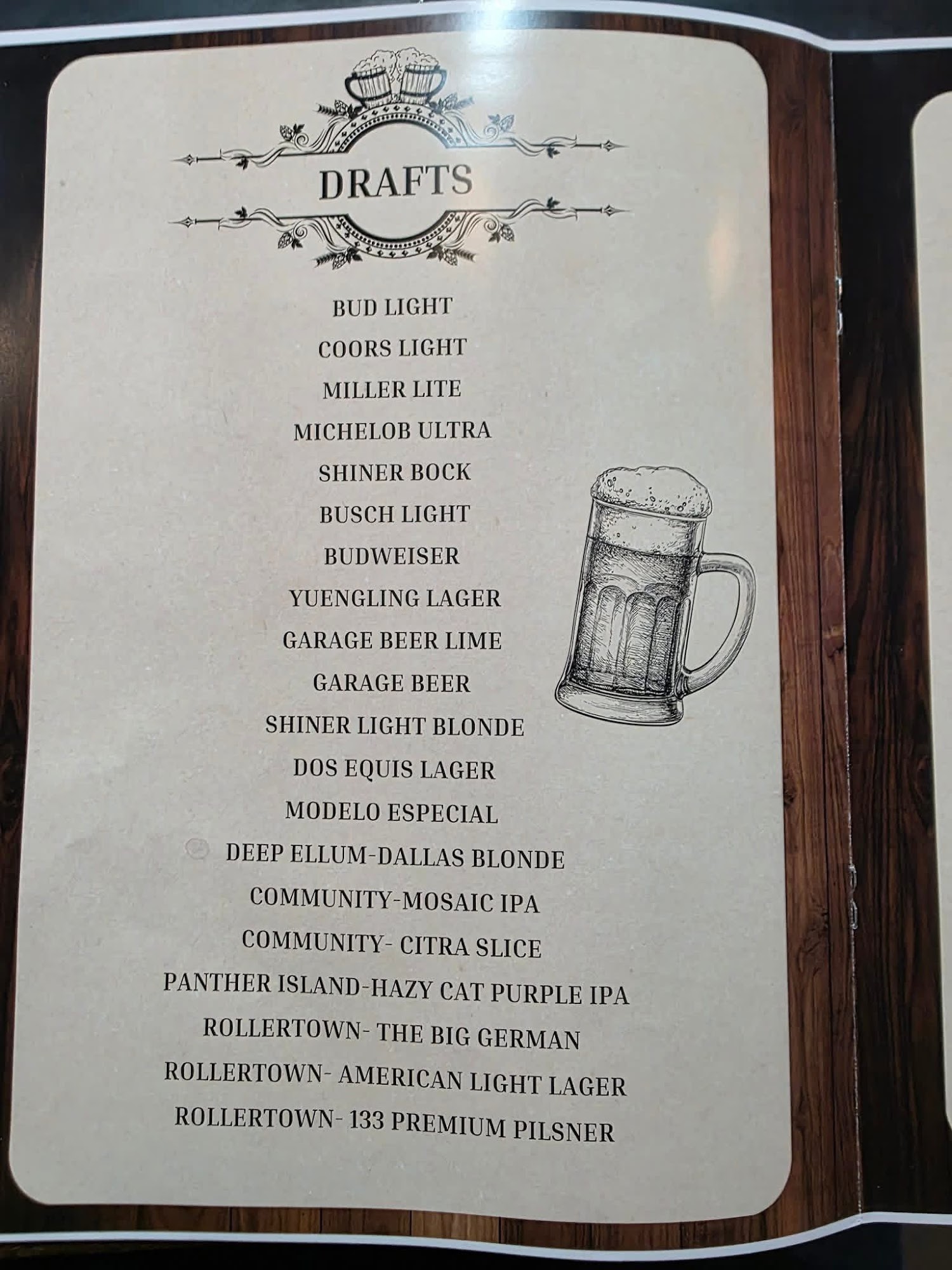 Fink's Backyard Menu