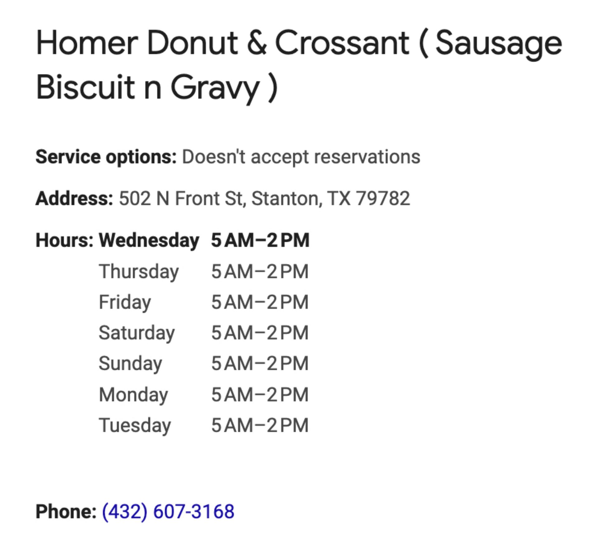 Homer Donut & Crossant ( Sausage Biscuit n Gravy ) Menu