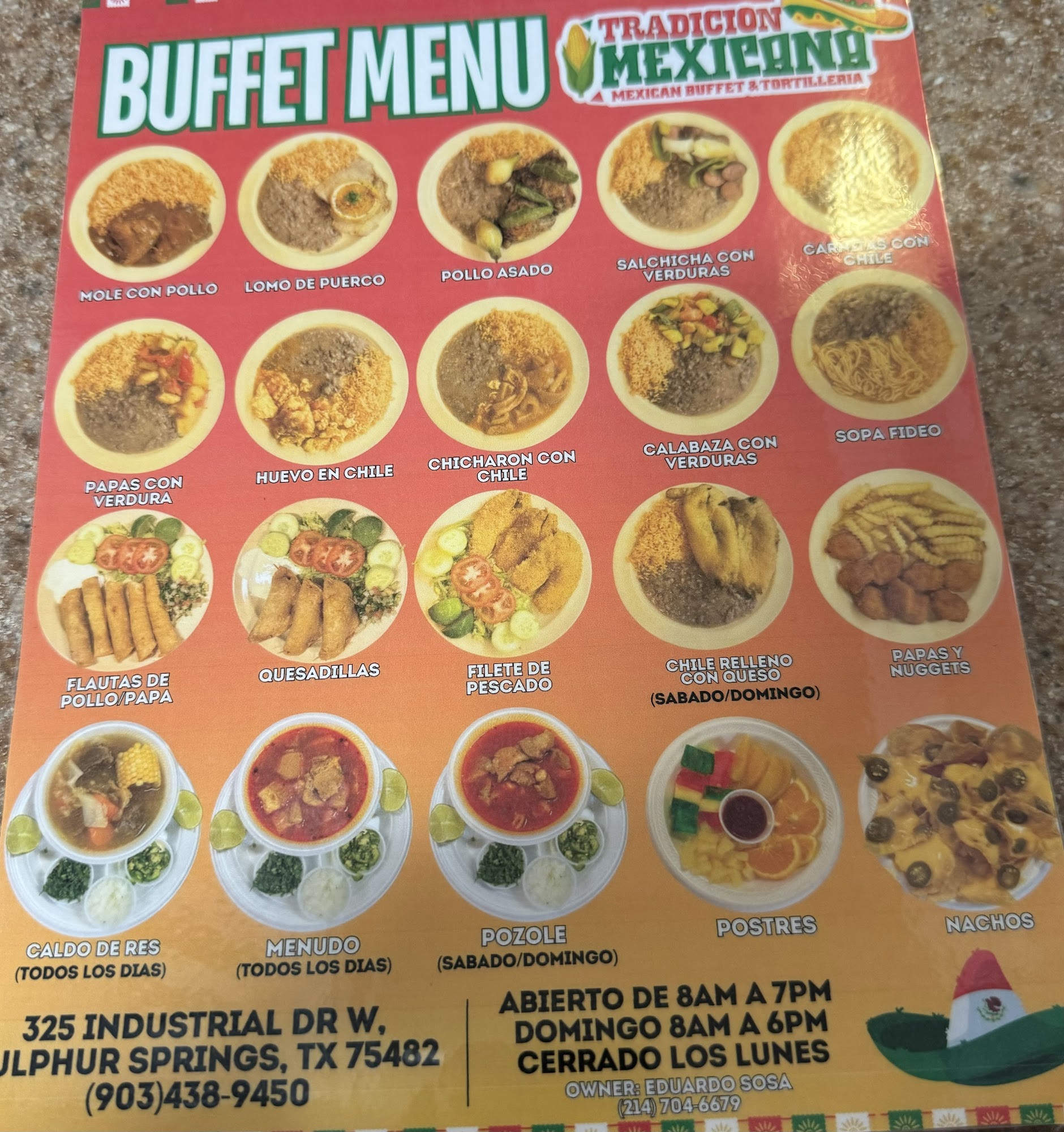 Tradicion Mexicana Restaurant and Tortilla Factory Menu