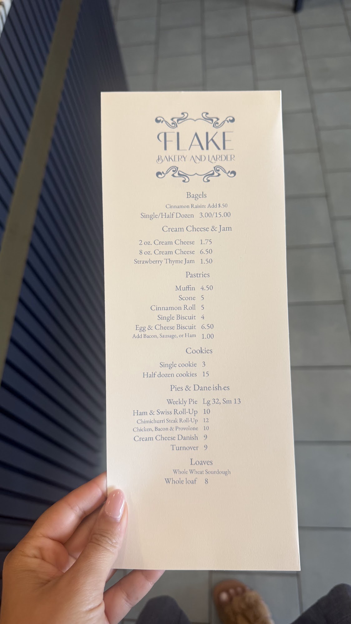 Flake Bakery and Larder Menu