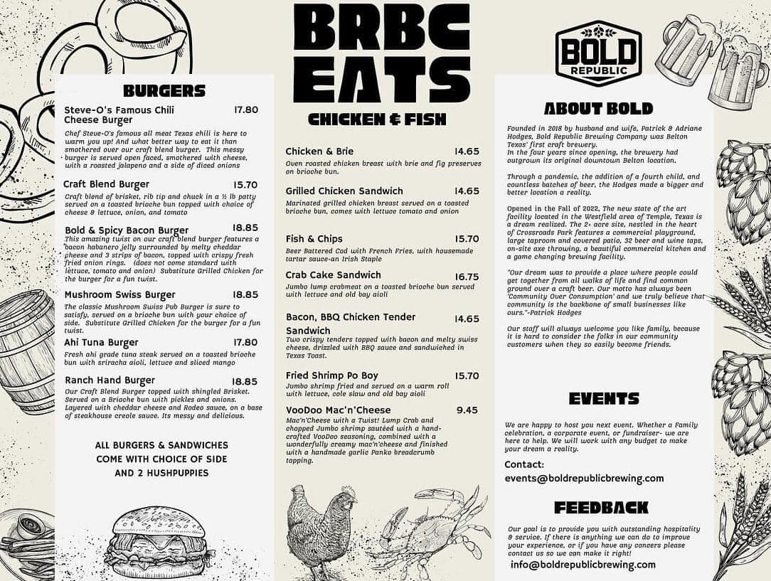 Bold Republic Brewing Company Menu