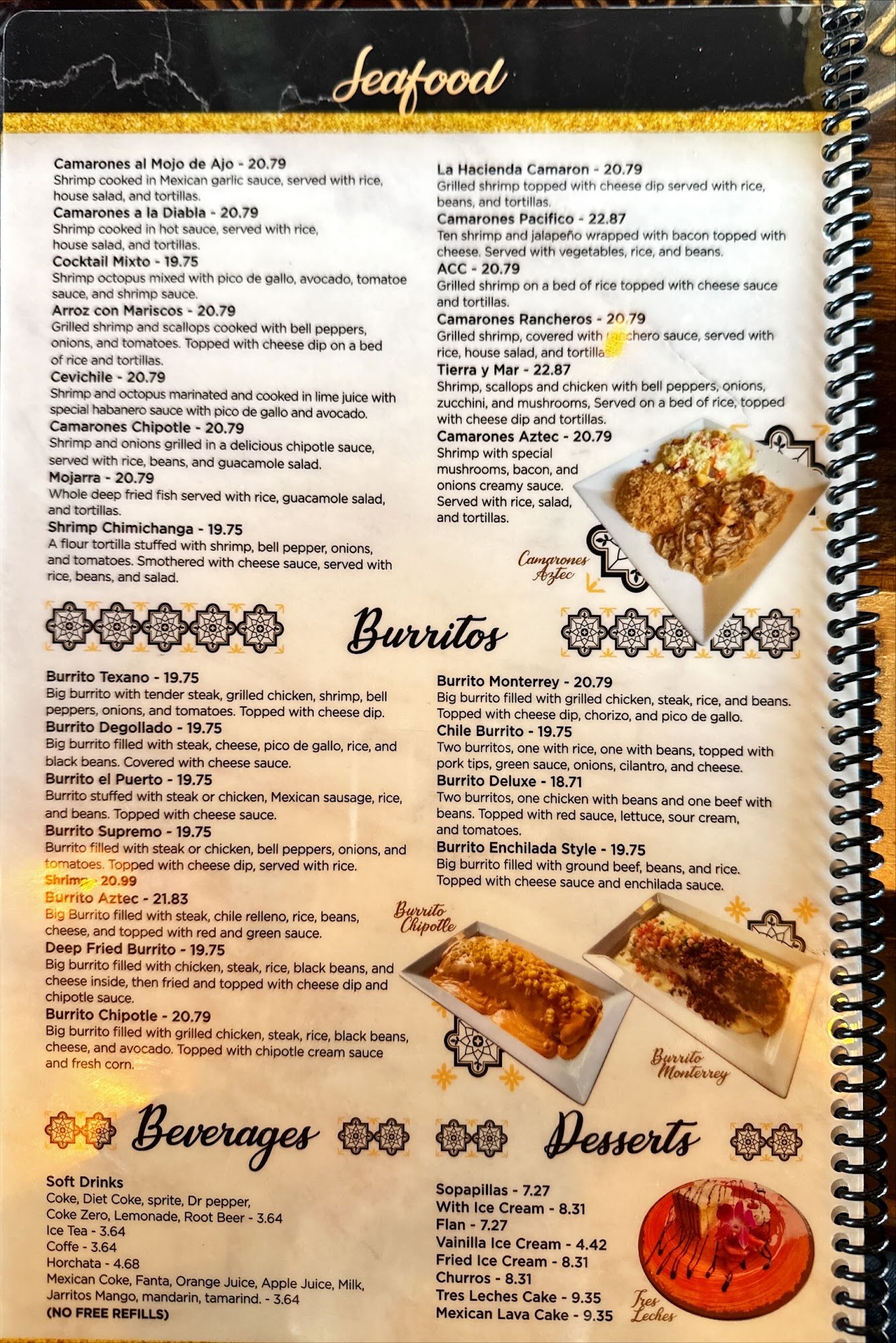 Aztec Urban Mexican Menu