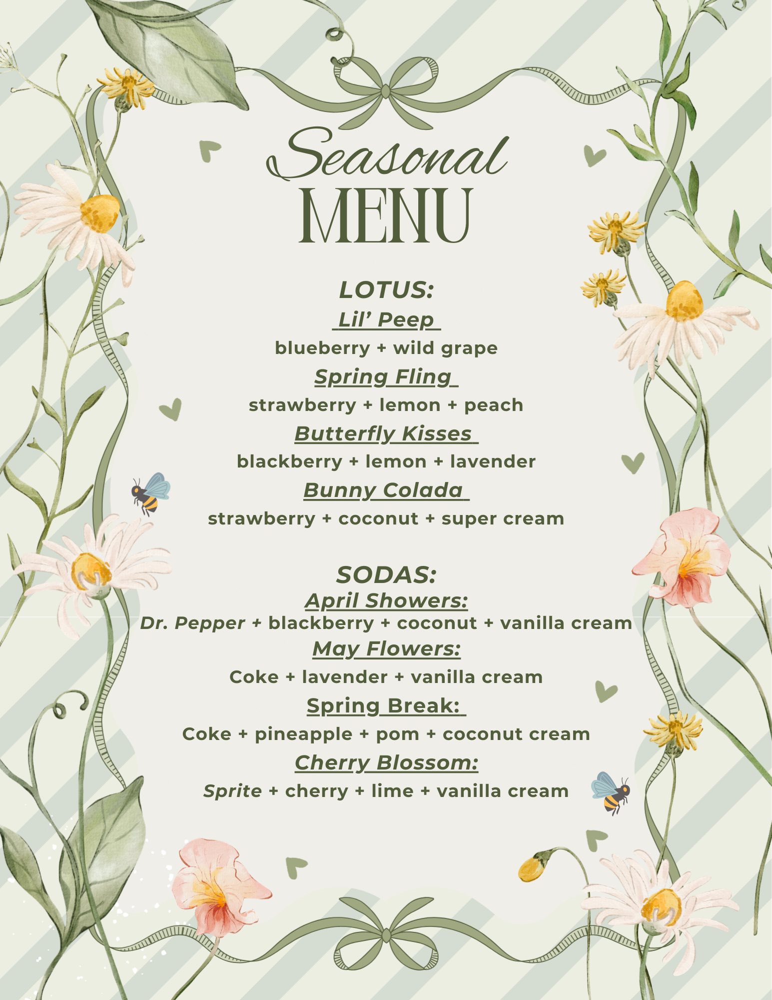 Reign Coffee Company Menu