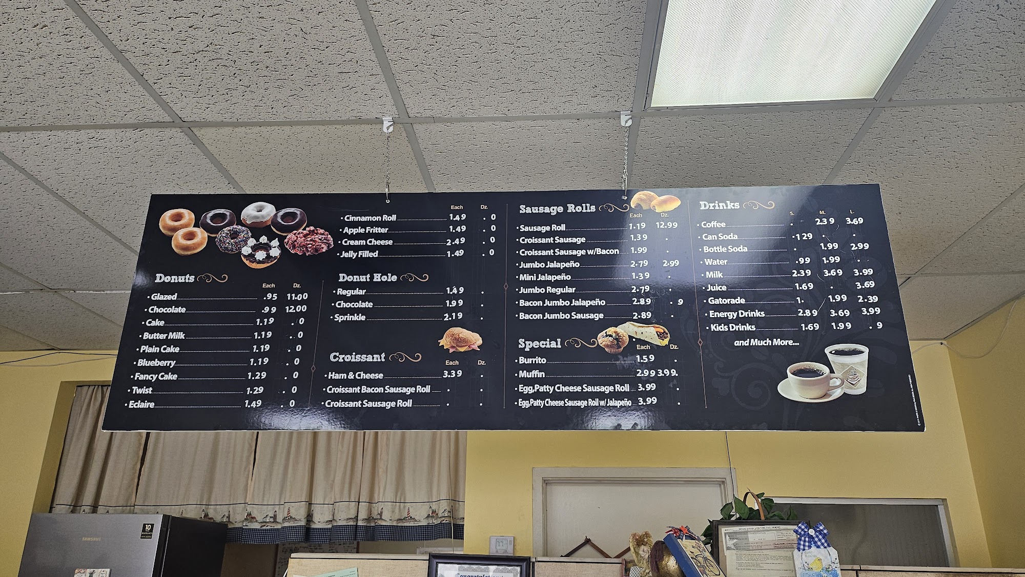 Sunshine Donuts Menu