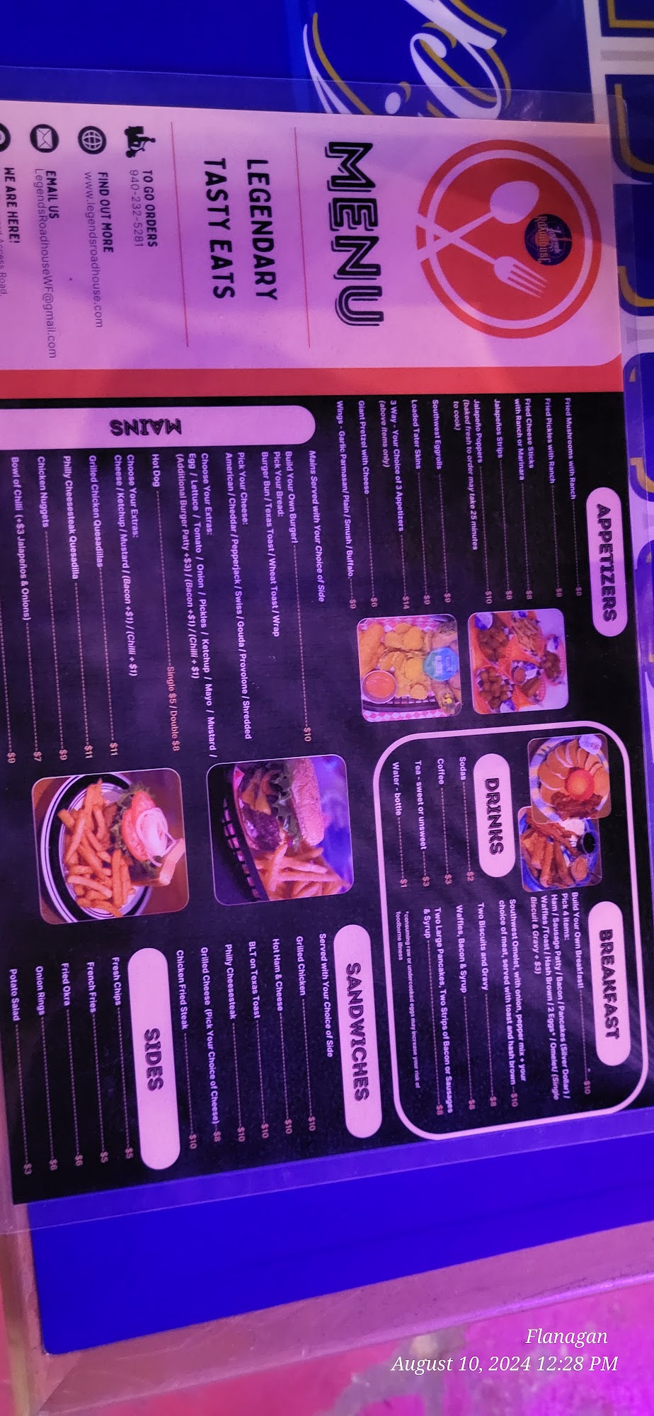 Legends Roadhouse Menu