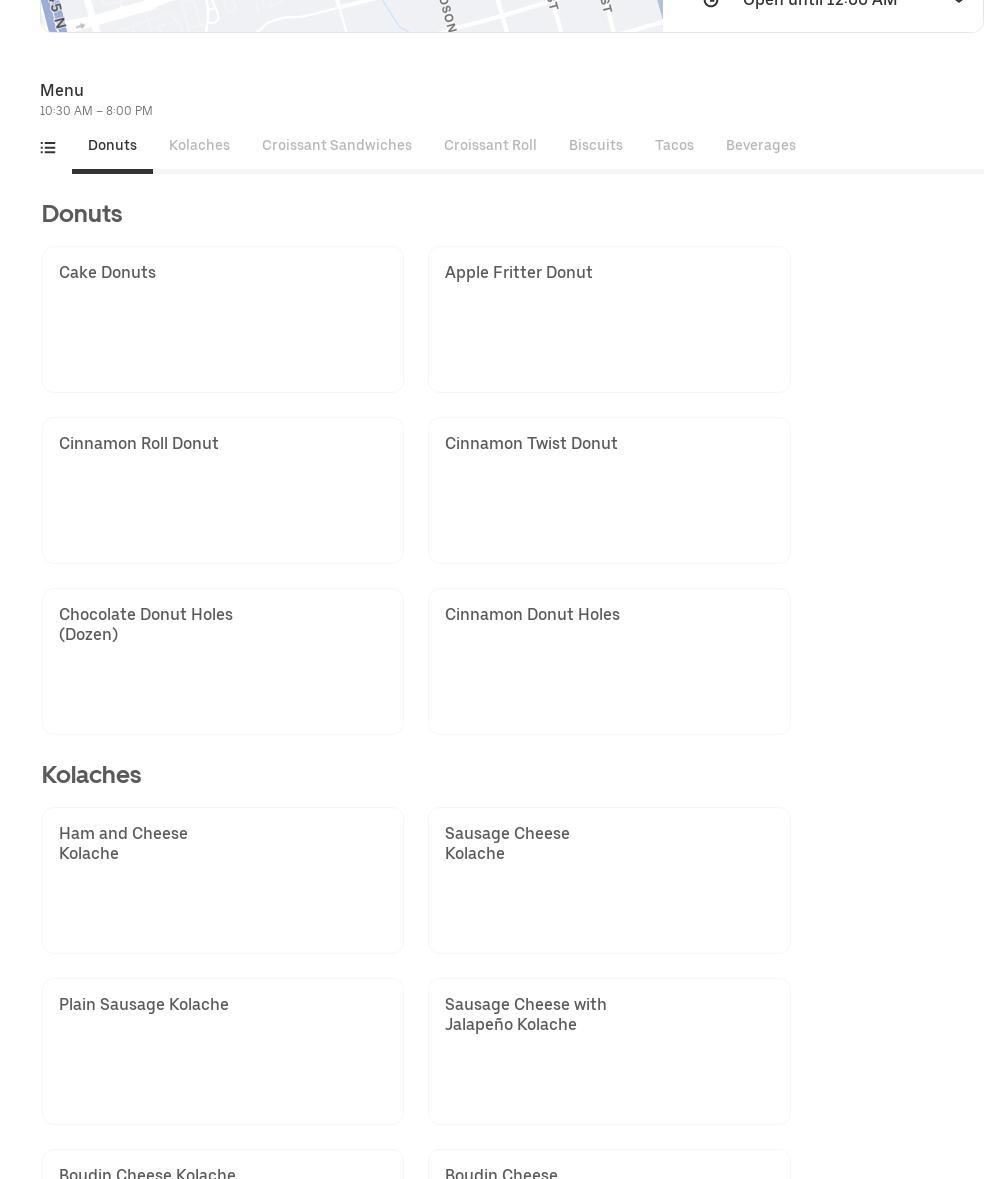 Sam’s Donuts Menu