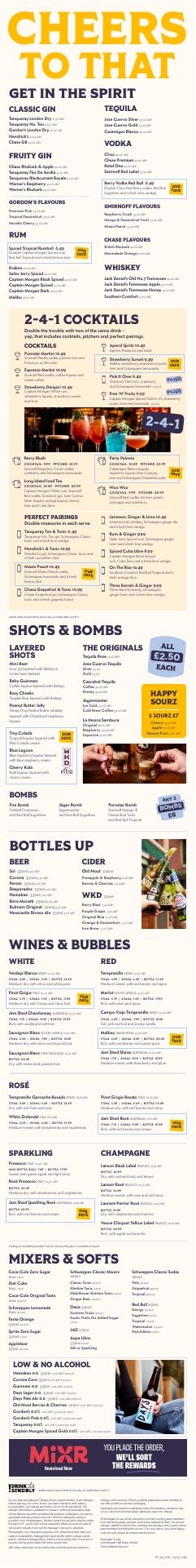 Three Bulls Heads Menu