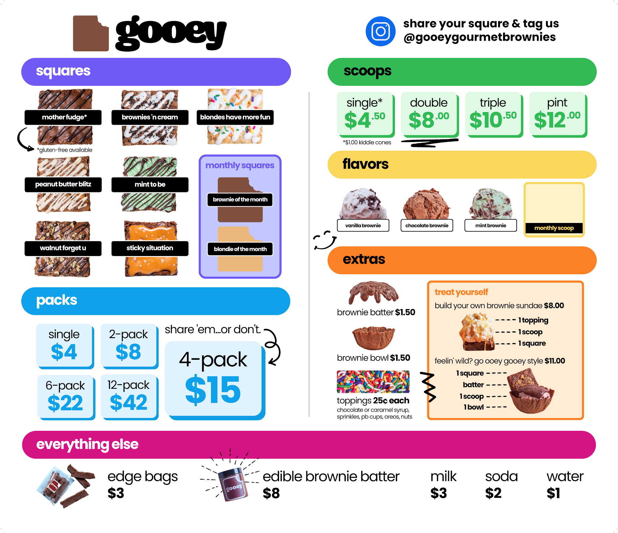 Gooey Gourmet Brownies Menu