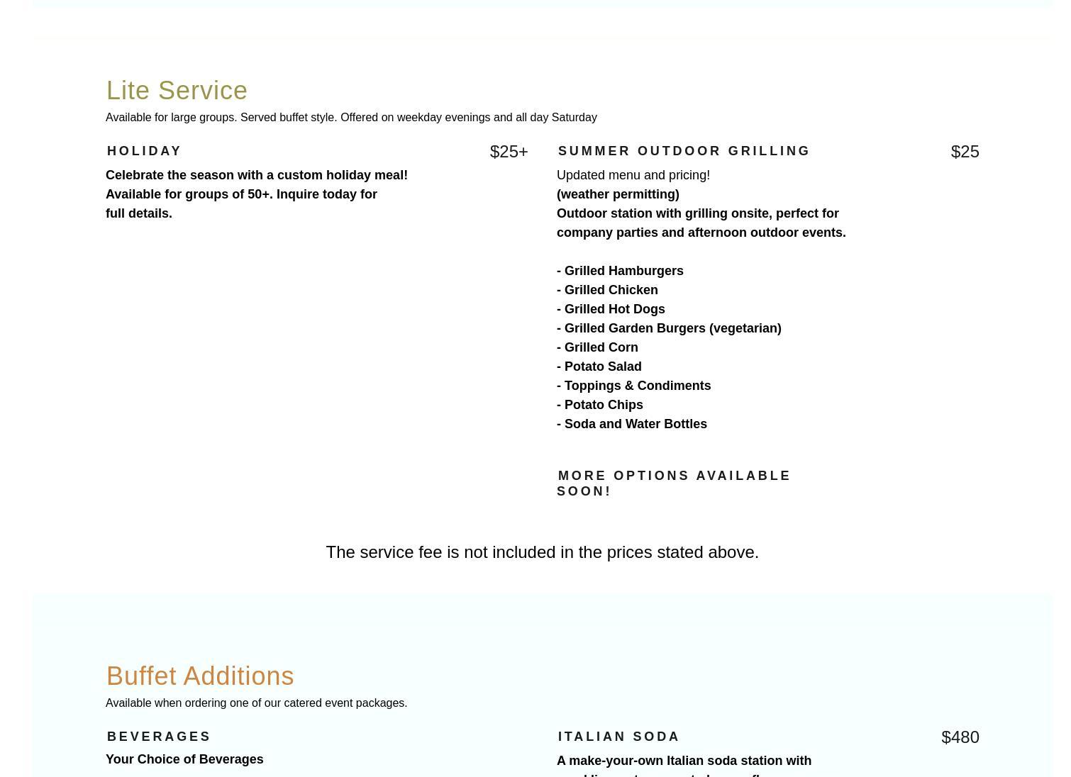 801 Catering Menu