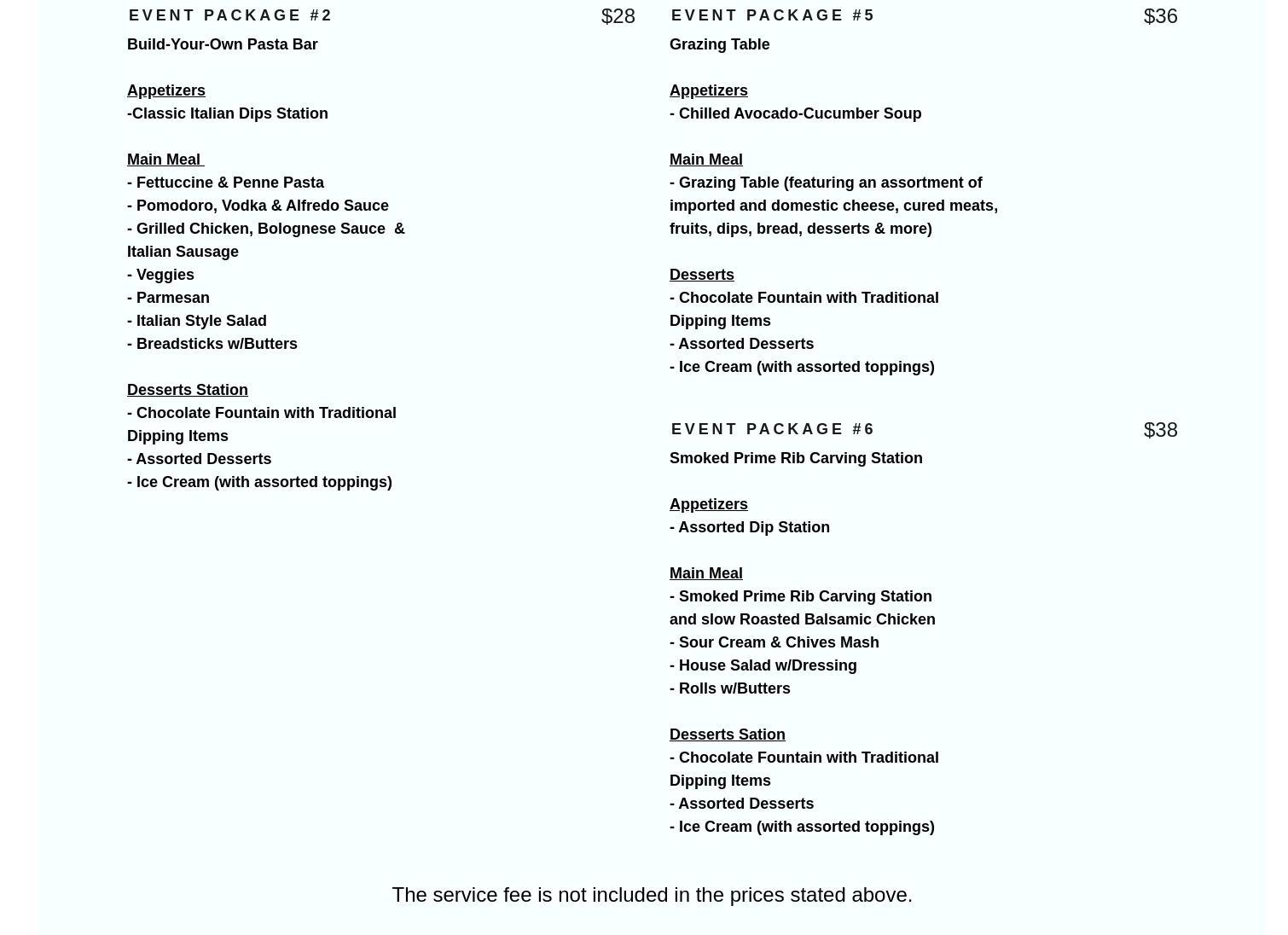 801 Catering Menu