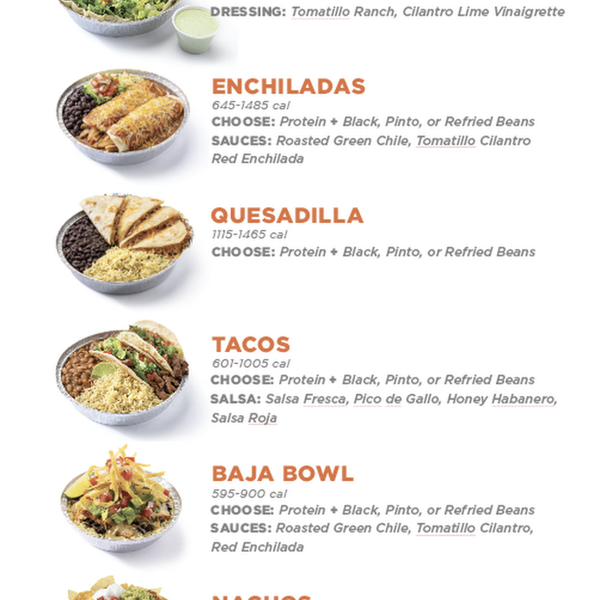 Costa Vida Fresh Mexican Grill Menu