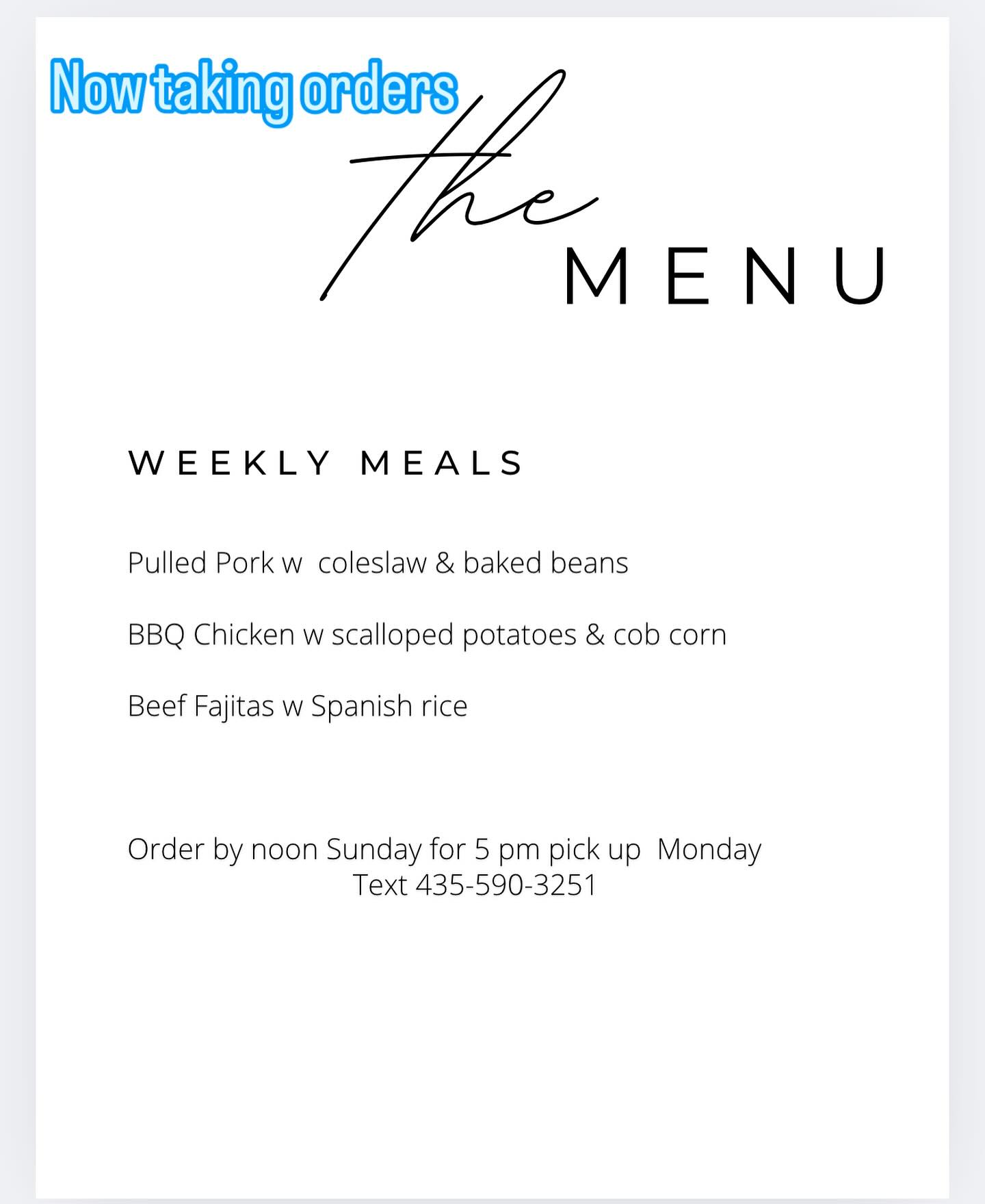 Ala Chelle Catering Menu