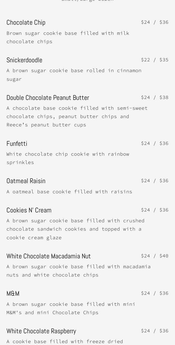 Sweet Haven Bakery Menu