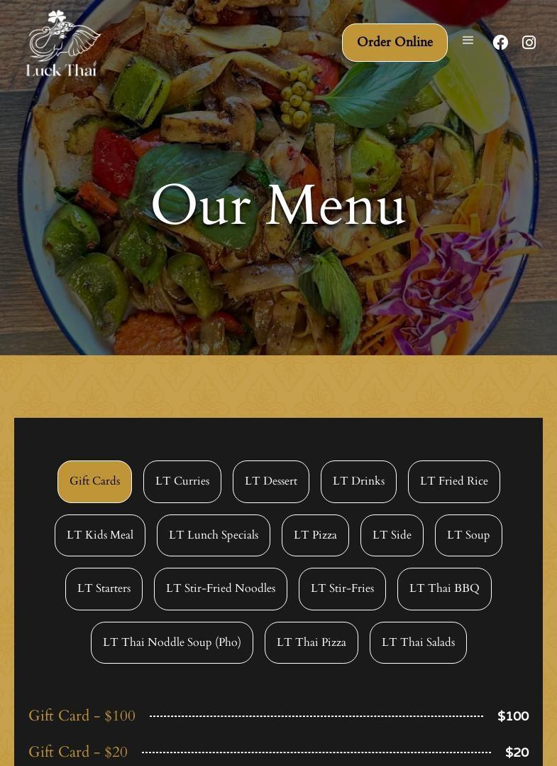Luck Thai Menu