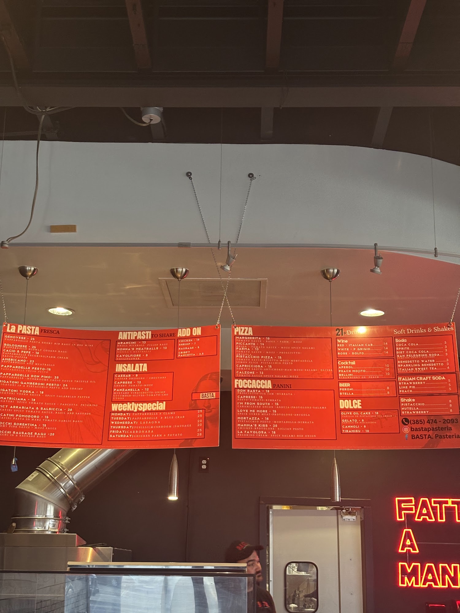 Basta Pasteria | Draper Menu