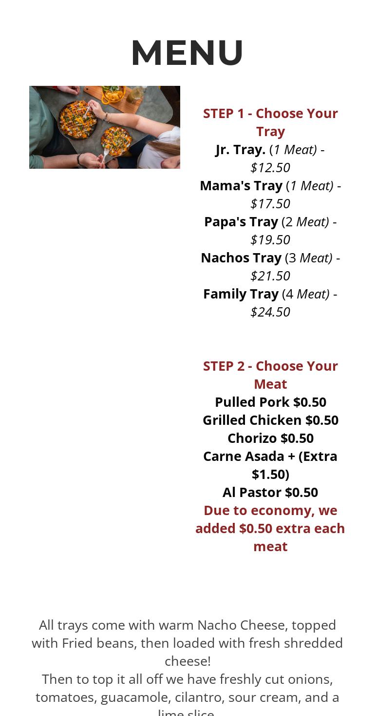 Nachos Live Menu