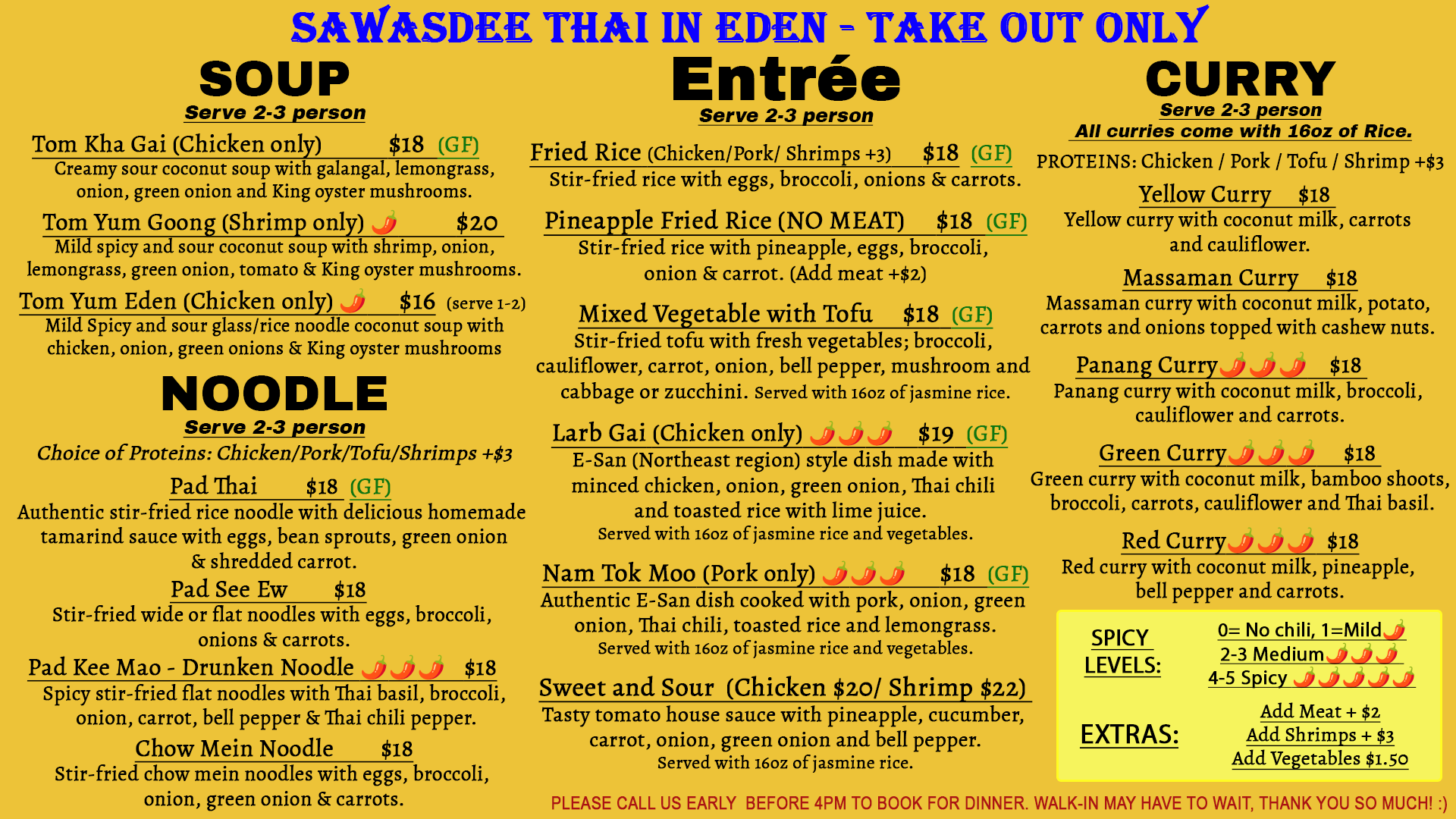 Sawasdee Thai in Eden Menu