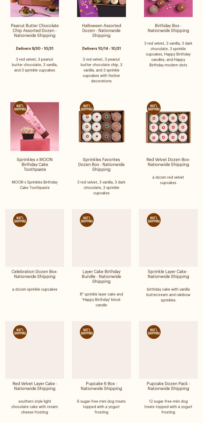 Sprinkles Farmington Menu