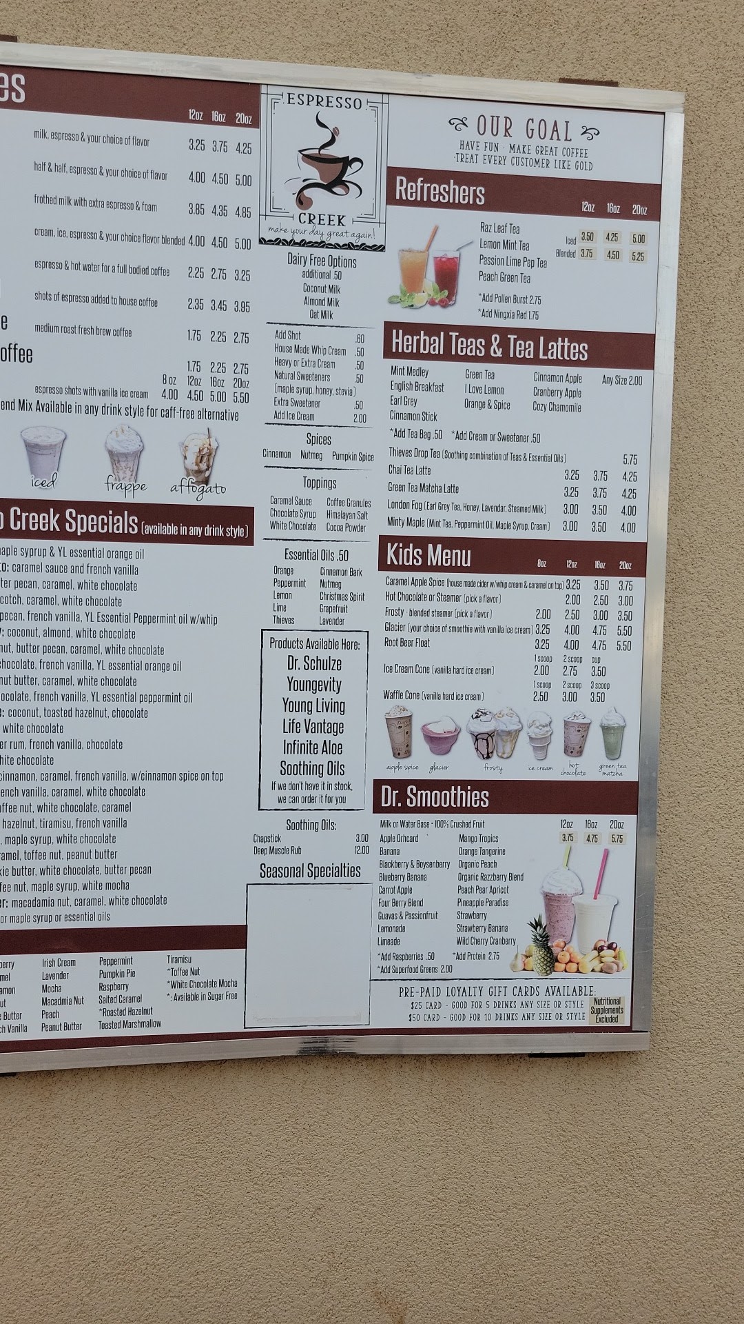 Espresso Creek Coffee Menu