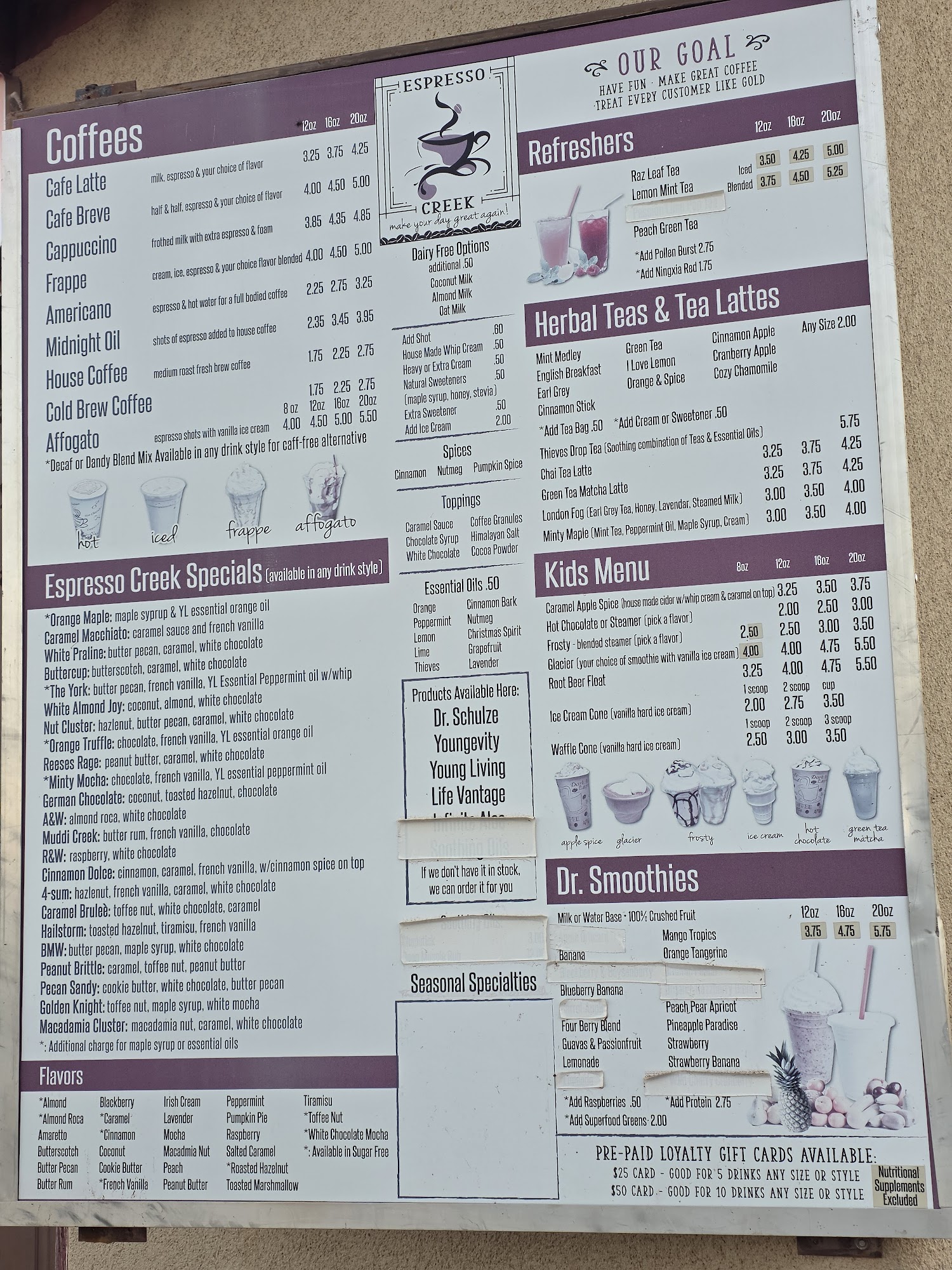 Espresso Creek Coffee Menu