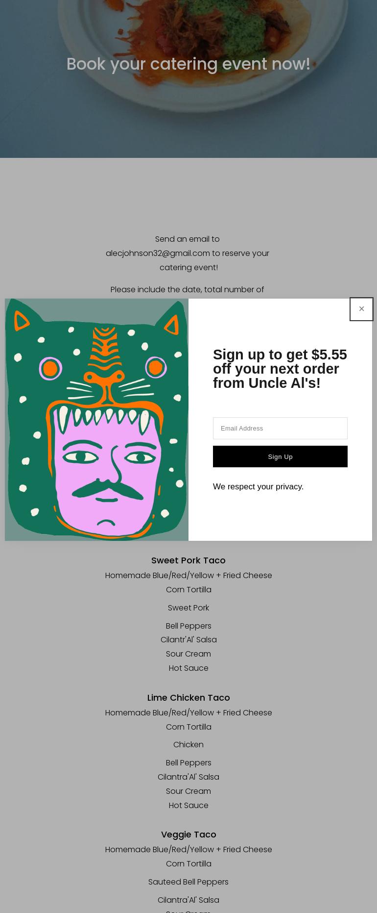 Uncle Al's Tacos Menu